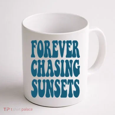 Forever Chasing Sunsets Retro Summer Coffee Mug back