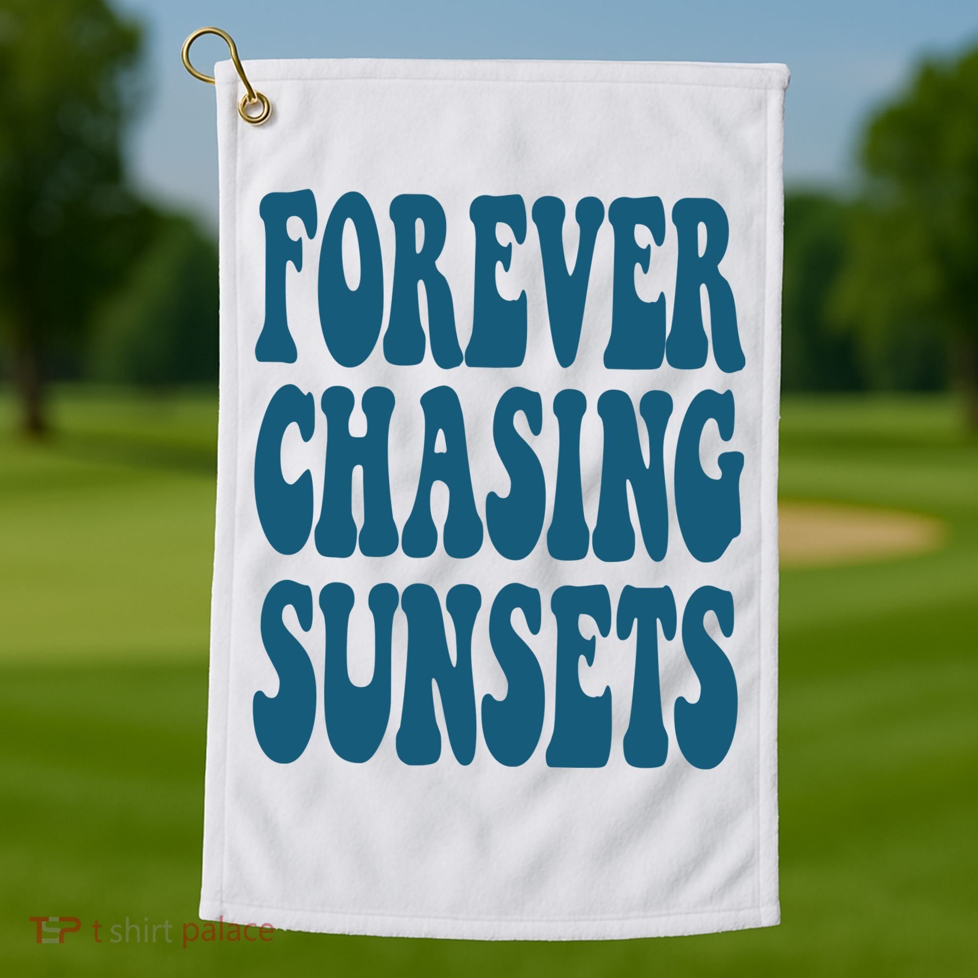 Forever Chasing Sunsets Retro Summer Golf Towel