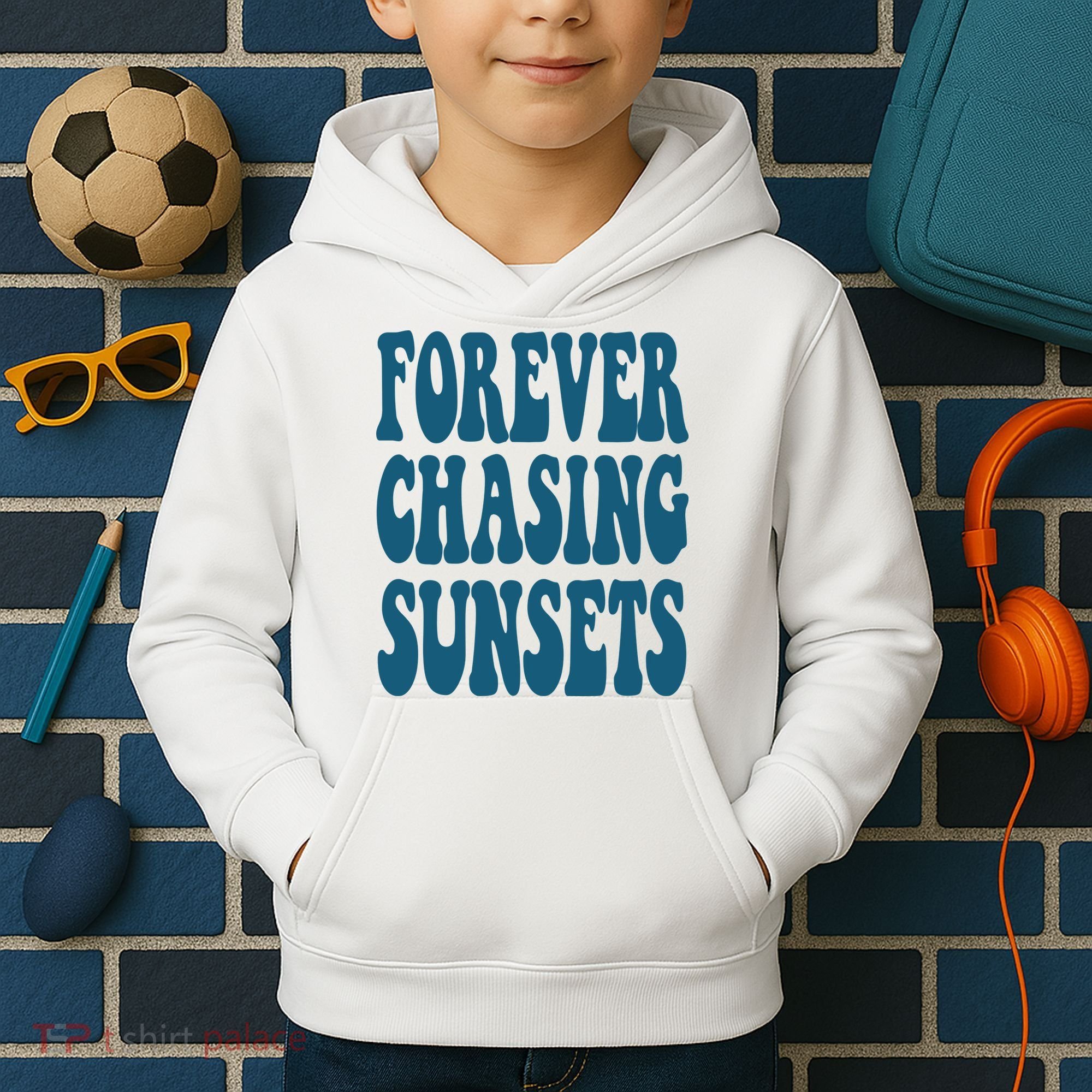 Forever Chasing Sunsets Retro Summer Kids Hoodie