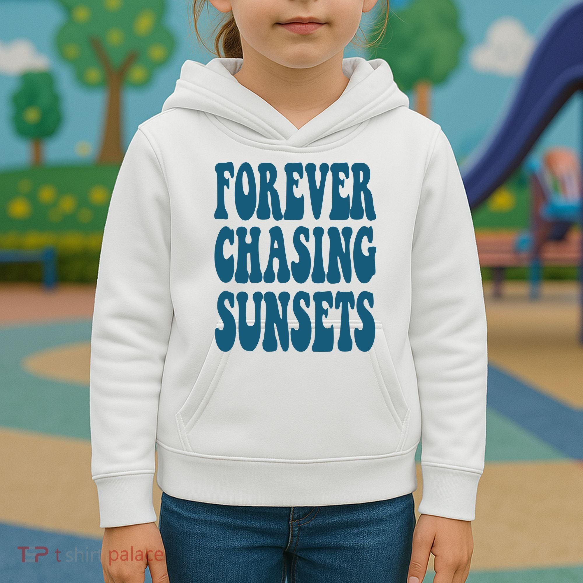 Forever Chasing Sunsets Retro Summer Kids Hoodie