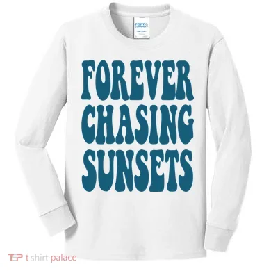 Forever Chasing Sunsets Retro Summer Kids Long Sleeve Shirt