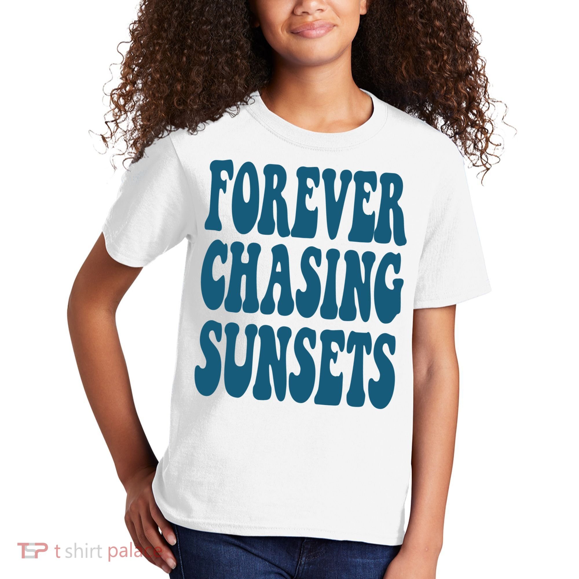 Forever Chasing Sunsets Retro Summer Kids T-Shirt