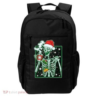 Funny Christmas Skeleton Enjoying Hot Chocolate Coffee Backpack