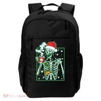 Funny Christmas Skeleton Enjoying Hot Chocolate Coffee Backpack thumb 0