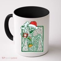 Funny Christmas Skeleton Enjoying Hot Chocolate Coffee Coffee Mug thumb 0