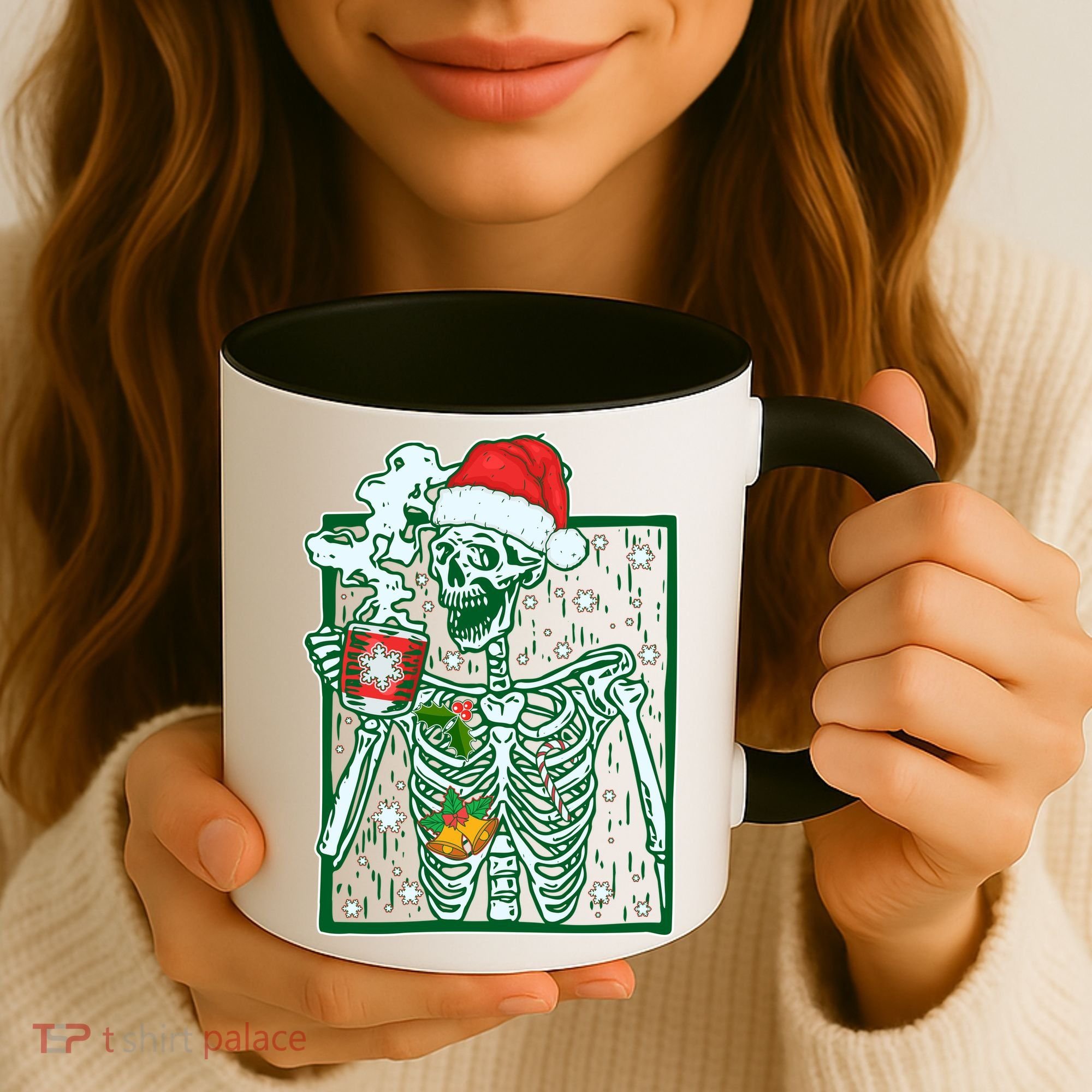 Funny Christmas Skeleton Enjoying Hot Chocolate Coffee Coffee Mug