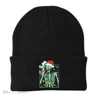 Funny Christmas Skeleton Enjoying Hot Chocolate Coffee Beanie thumb 0