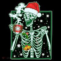 Funny Christmas Skeleton Enjoying Hot Chocolate Coffee Women's Hoodie thumb 2