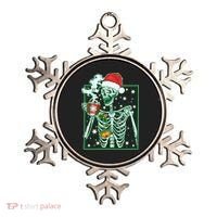 Funny Christmas Skeleton Enjoying Hot Chocolate Coffee Ornament thumb 0