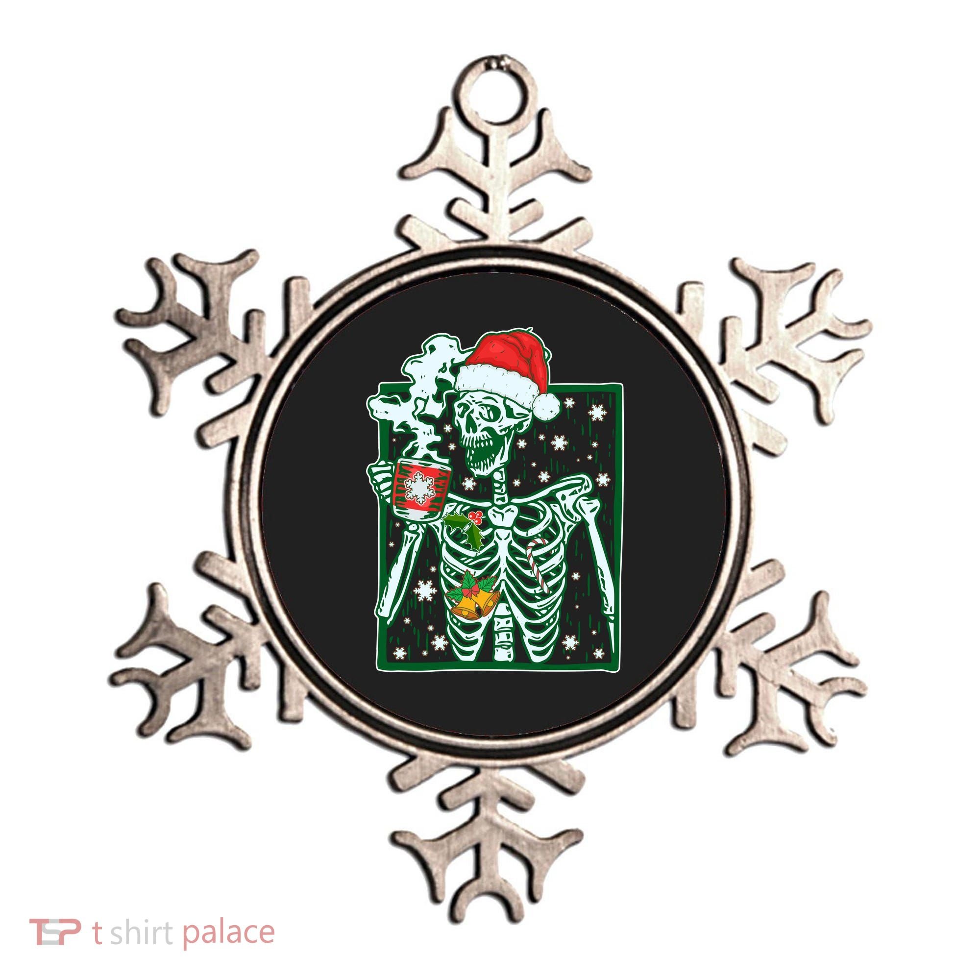 Funny Christmas Skeleton Enjoying Hot Chocolate Coffee Ornament