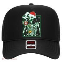 Funny Christmas Skeleton Enjoying Hot Chocolate Coffee Hat thumb 0