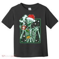 Funny Christmas Skeleton Enjoying Hot Chocolate Coffee Toddler T-Shirt thumb 0