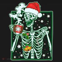 Funny Christmas Skeleton Enjoying Hot Chocolate Coffee Visor thumb 3