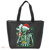 Funny Christmas Skeleton Enjoying Hot Chocolate Coffee Tote Bag thumb 0