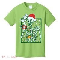 Funny Christmas Skeleton Enjoying Hot Chocolate Coffee Kids T-Shirt thumb 0