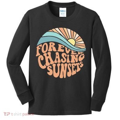 Forever Chasing Sunsets Both Side Print Kids Long Sleeve Shirt