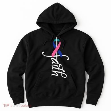 Faith Cancer Support Ribbon Thyroid Cancer Awareness Hoodie