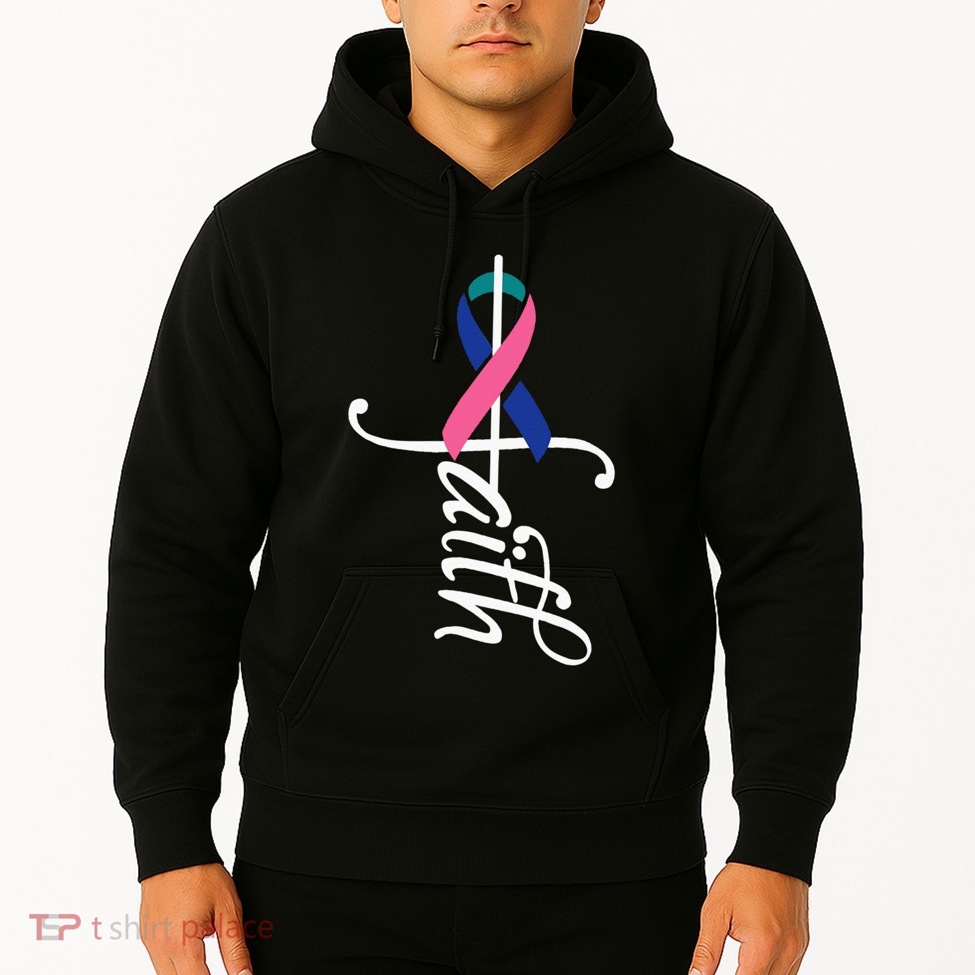 Faith Cancer Support Ribbon Thyroid Cancer Awareness Hoodie