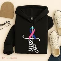 Faith Cancer Support Ribbon Thyroid Cancer Awareness Hoodie thumb 4