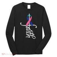 Faith Cancer Support Ribbon Thyroid Cancer Awareness Long Sleeve Shirt thumb 0