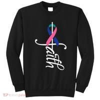 Faith Cancer Support Ribbon Thyroid Cancer Awareness Sweatshirt thumb 0