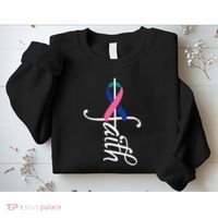 Faith Cancer Support Ribbon Thyroid Cancer Awareness Sweatshirt thumb 2