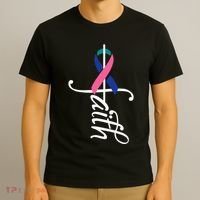 Faith Cancer Support Ribbon Thyroid Cancer Awareness T-Shirt thumb 3