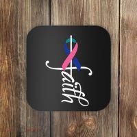 Faith Cancer Support Ribbon Thyroid Cancer Awareness Coaster thumb 0