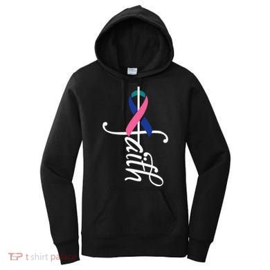 Faith Cancer Support Ribbon Thyroid Cancer Awareness Women's Hoodie