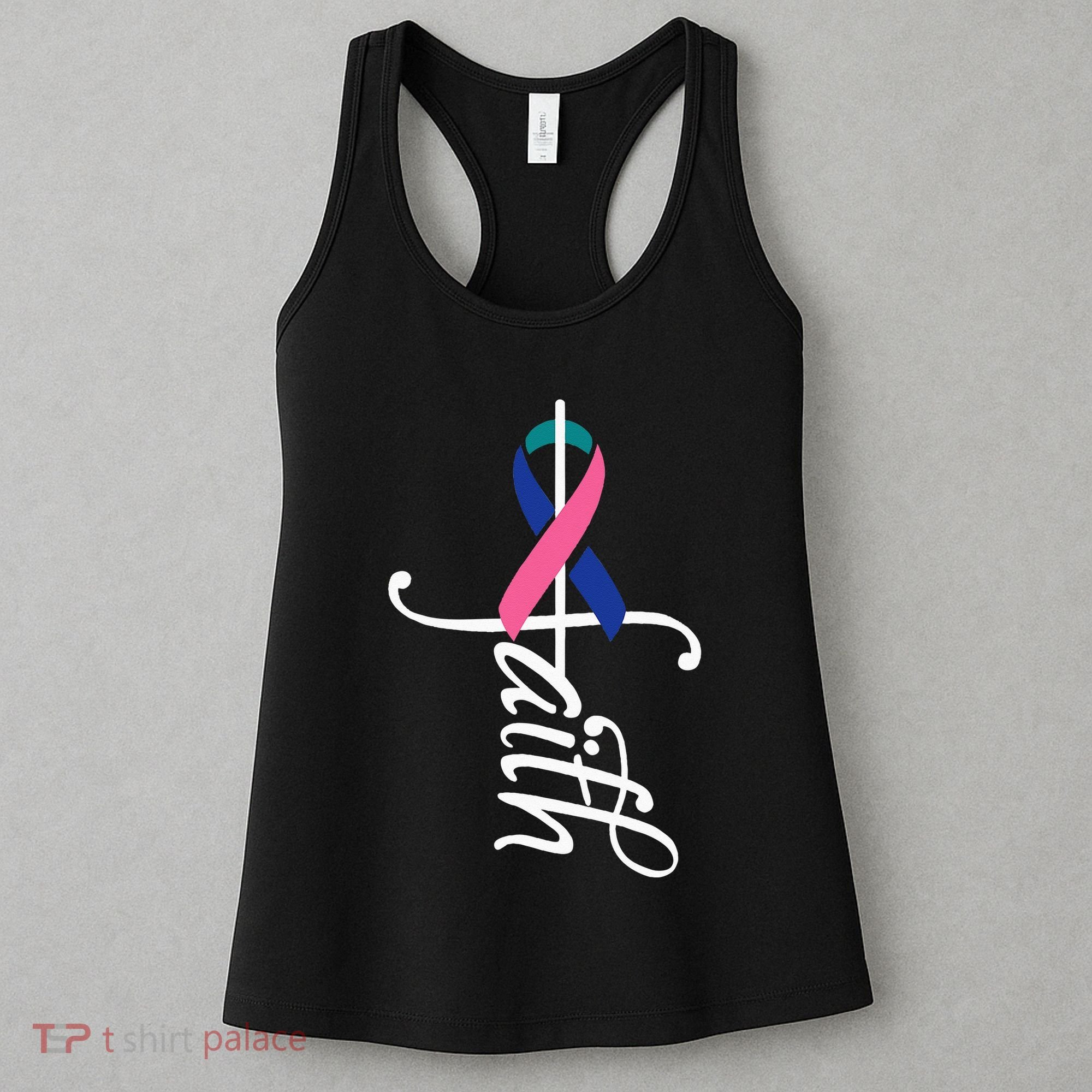 Faith Cancer Support Ribbon Thyroid Cancer Awareness Women's Tank Top