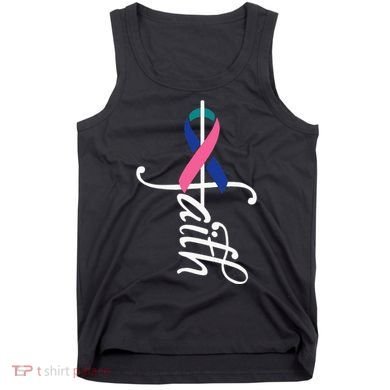Faith Cancer Support Ribbon Thyroid Cancer Awareness Tank Top