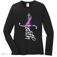 Faith Cancer Support Ribbon Thyroid Cancer Awareness Women's Long Sleeve Shirt thumb 0