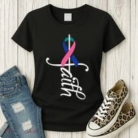Faith Cancer Support Ribbon Thyroid Cancer Awareness Women's T-Shirt thumb 3