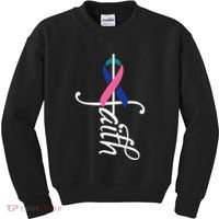 Faith Cancer Support Ribbon Thyroid Cancer Awareness Kids Sweatshirt thumb 0