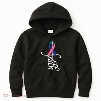 Faith Cancer Support Ribbon Thyroid Cancer Awareness Kids Hoodie thumb 0