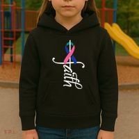 Faith Cancer Support Ribbon Thyroid Cancer Awareness Kids Hoodie thumb 3