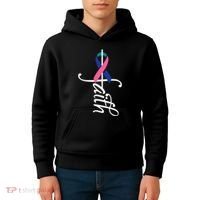 Faith Cancer Support Ribbon Thyroid Cancer Awareness Kids Hoodie thumb 4