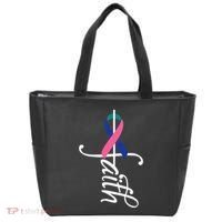 Faith Cancer Support Ribbon Thyroid Cancer Awareness Tote Bag thumb 0