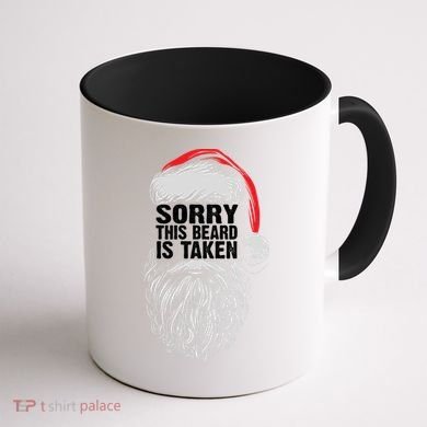 Funny Christmas Sorry This Beard Is Taken Santa Claus Coffee Mug back