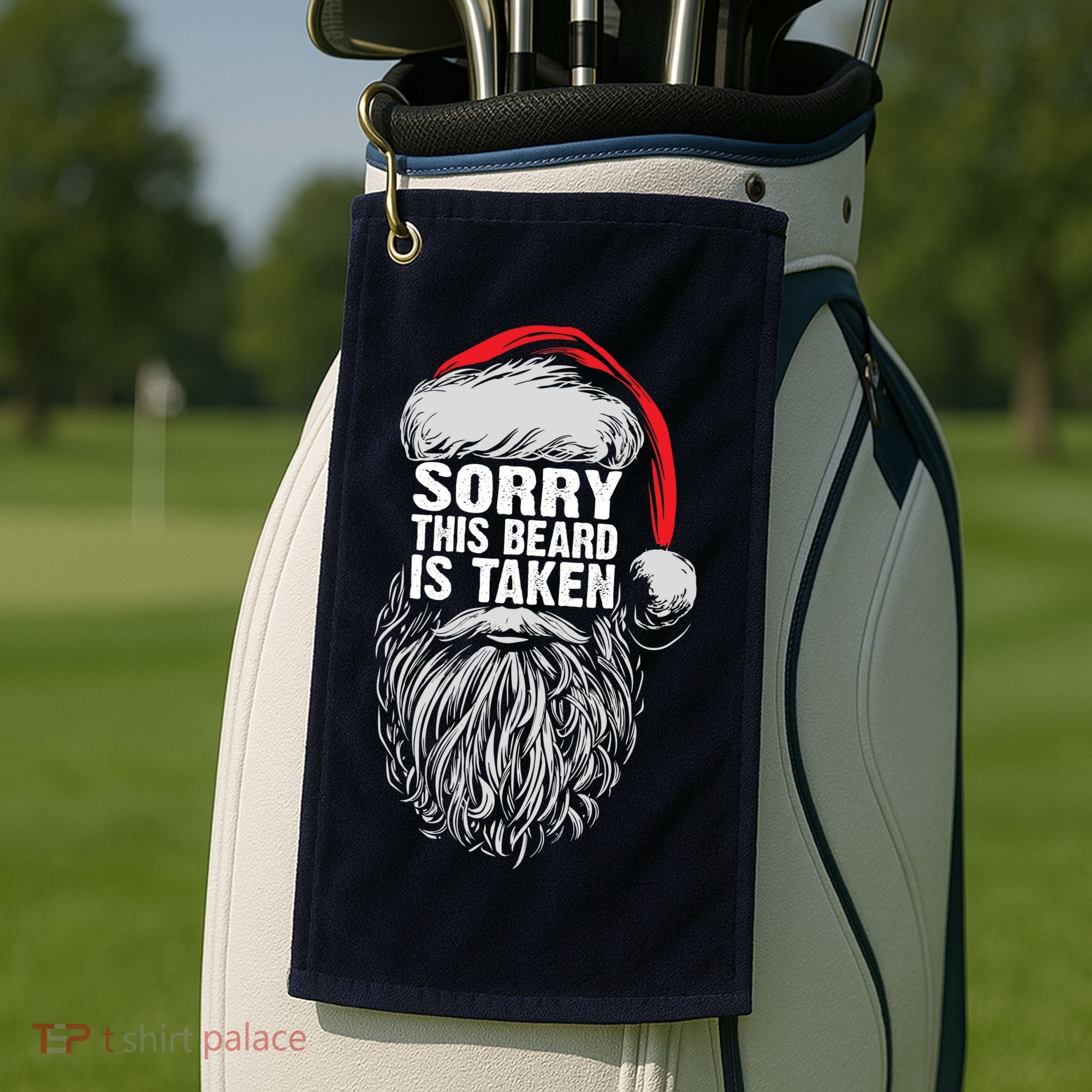 Funny Christmas Sorry This Beard Is Taken Santa Claus Golf Towel