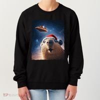 Funny Capybara Selfie Santa Ufo Xmas Christmas Women's Sweatshirt thumb 0