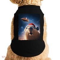 Funny Capybara Selfie Santa Ufo Xmas Christmas Doggie Tank thumb 0
