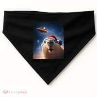 Funny Capybara Selfie Santa Ufo Xmas Christmas USA-Made Doggie Bandana thumb 0