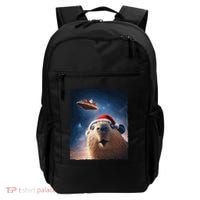 Funny Capybara Selfie Santa Ufo Xmas Christmas Backpack thumb 0