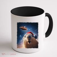 Funny Capybara Selfie Santa Ufo Xmas Christmas Coffee Mug thumb 1