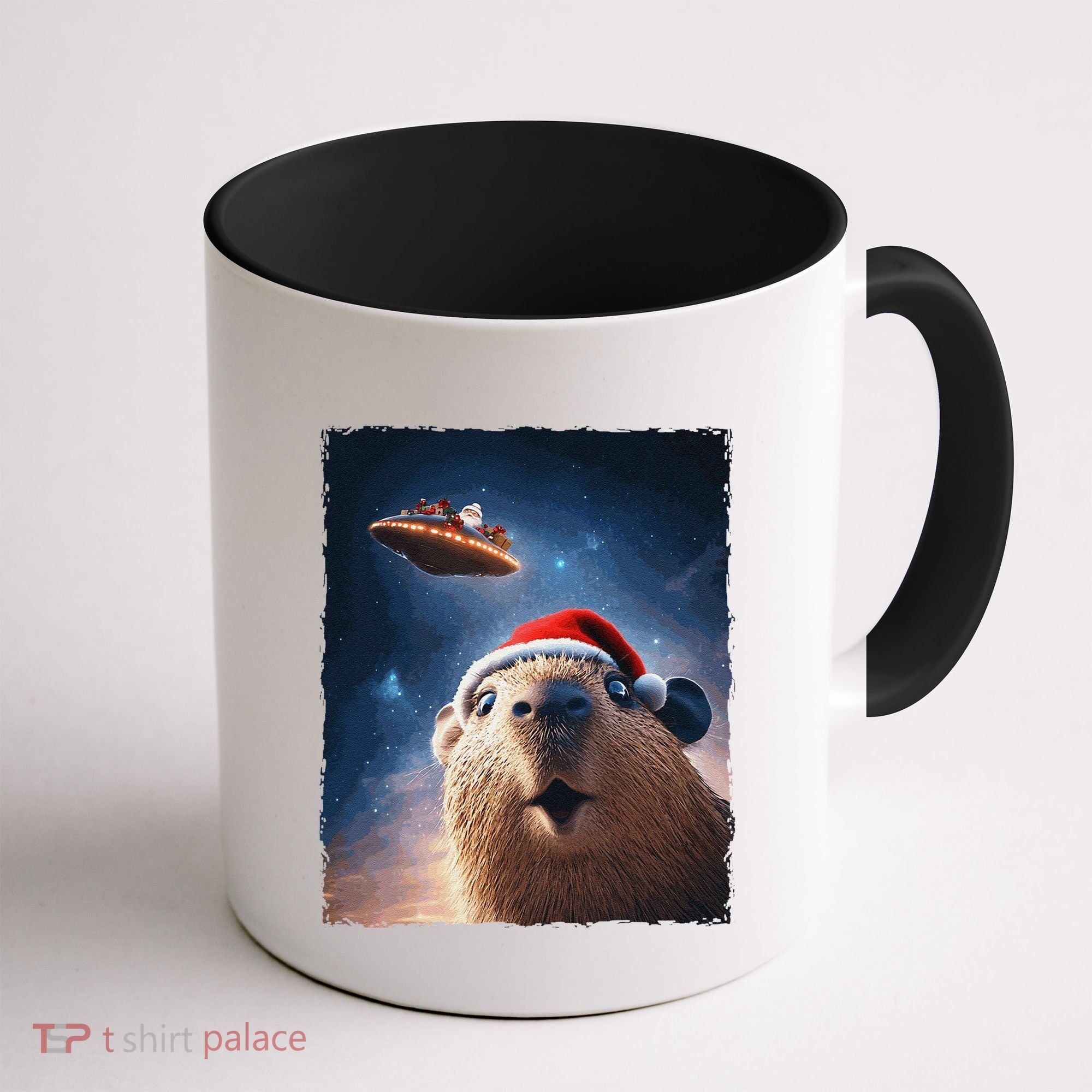 Funny Capybara Selfie Santa Ufo Xmas Christmas Coffee Mug