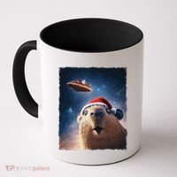 Funny Capybara Selfie Santa Ufo Xmas Christmas Coffee Mug thumb 0