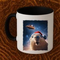Funny Capybara Selfie Santa Ufo Xmas Christmas Coffee Mug thumb 2