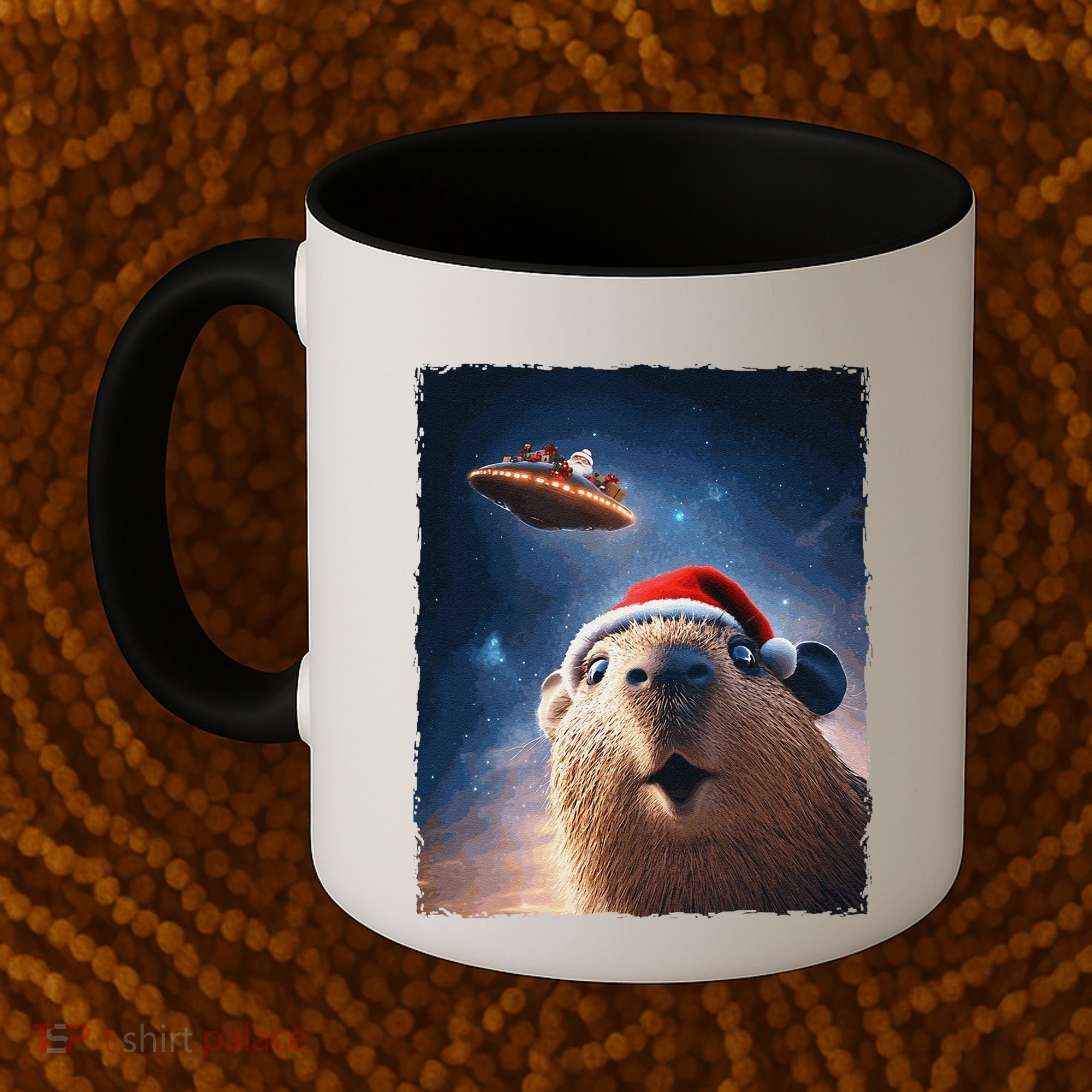 Funny Capybara Selfie Santa Ufo Xmas Christmas Coffee Mug