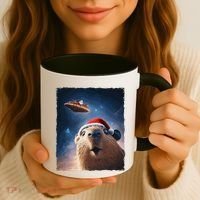 Funny Capybara Selfie Santa Ufo Xmas Christmas Coffee Mug thumb 3